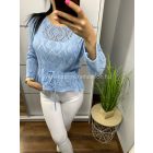 HÉLI babakék horgolt felső