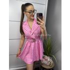 FLÓRA rózsaszín pöttyös ruha