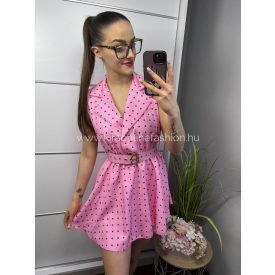 FLÓRA rózsaszín pöttyös ruha