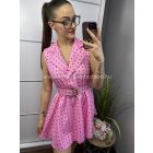 FLÓRA rózsaszín pöttyös ruha