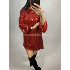 SUZANNA piros flitteres ruha, tunika