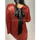 SUZANNA piros flitteres ruha, tunika