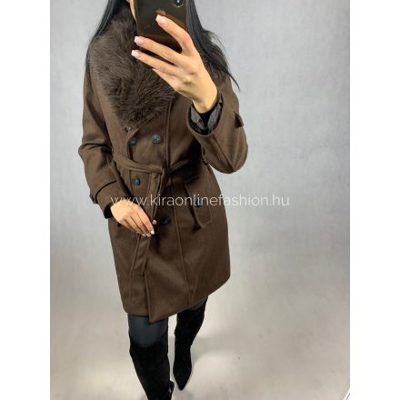 STEFÁNIA csokibarna szövetkabát
