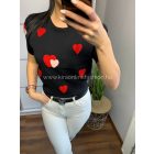 PANNIKA fekete szívecskés felső